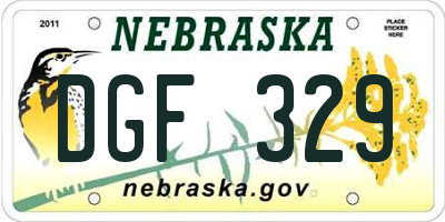 NE license plate DGF329