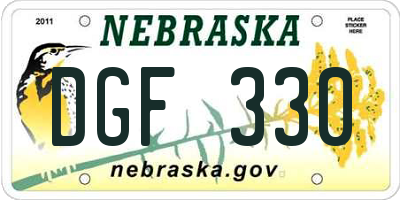 NE license plate DGF330