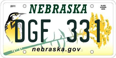 NE license plate DGF331