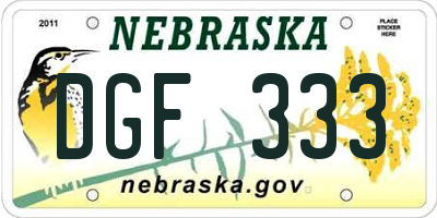 NE license plate DGF333