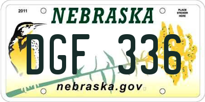 NE license plate DGF336
