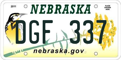 NE license plate DGF337