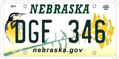 NE license plate DGF346
