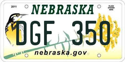 NE license plate DGF350