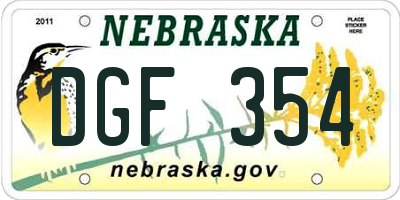 NE license plate DGF354