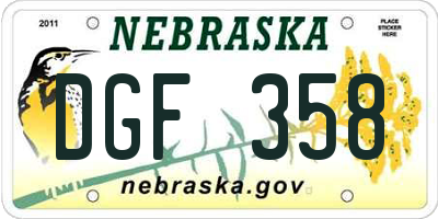 NE license plate DGF358