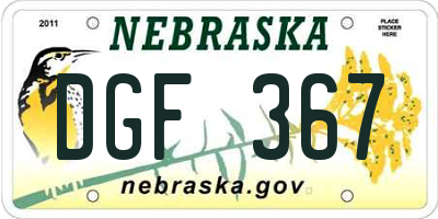 NE license plate DGF367