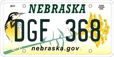 NE license plate DGF368