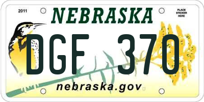 NE license plate DGF370