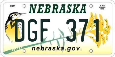 NE license plate DGF371