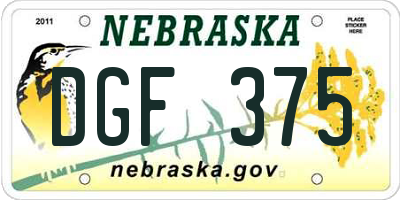 NE license plate DGF375