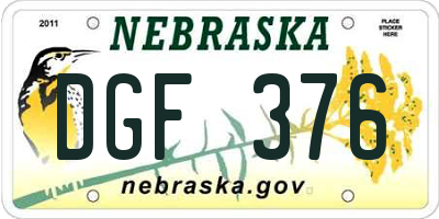 NE license plate DGF376