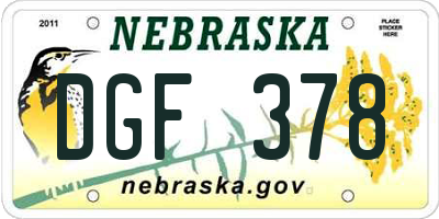NE license plate DGF378