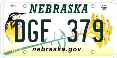 NE license plate DGF379