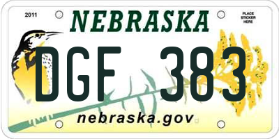 NE license plate DGF383