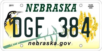 NE license plate DGF384