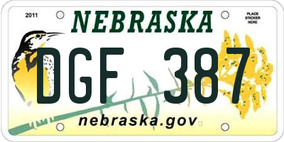 NE license plate DGF387
