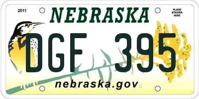 NE license plate DGF395