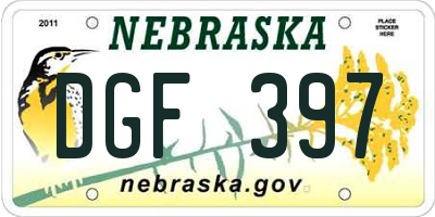NE license plate DGF397