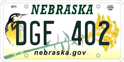 NE license plate DGF402