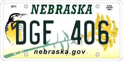 NE license plate DGF406
