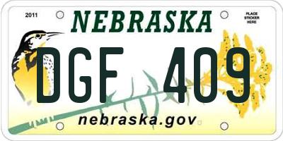 NE license plate DGF409