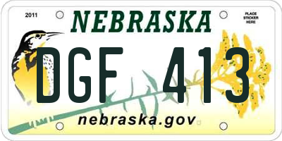 NE license plate DGF413