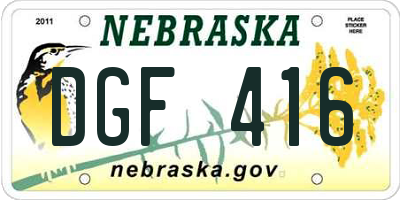 NE license plate DGF416