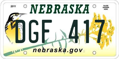 NE license plate DGF417