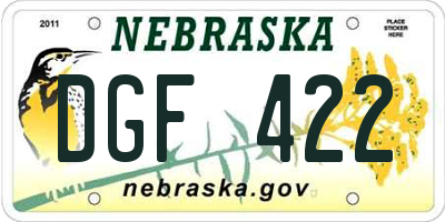 NE license plate DGF422