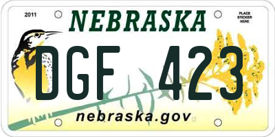 NE license plate DGF423