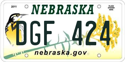 NE license plate DGF424
