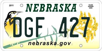 NE license plate DGF427