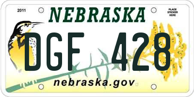 NE license plate DGF428