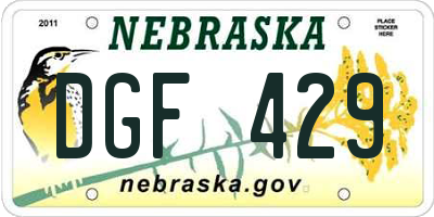 NE license plate DGF429