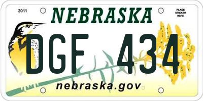 NE license plate DGF434