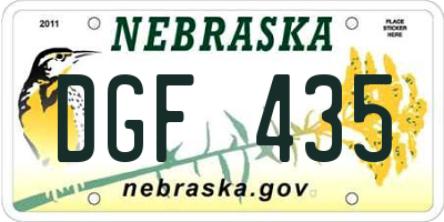 NE license plate DGF435