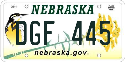 NE license plate DGF445
