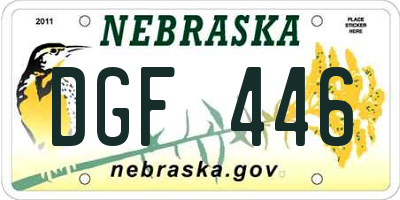 NE license plate DGF446