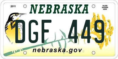 NE license plate DGF449