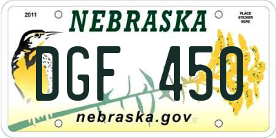 NE license plate DGF450