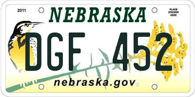 NE license plate DGF452