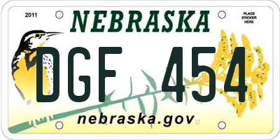 NE license plate DGF454