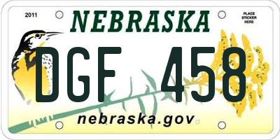 NE license plate DGF458
