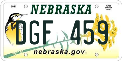 NE license plate DGF459