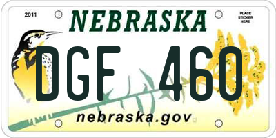 NE license plate DGF460