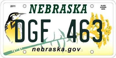 NE license plate DGF463