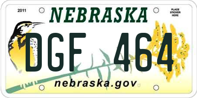 NE license plate DGF464