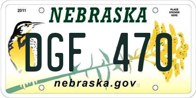 NE license plate DGF470