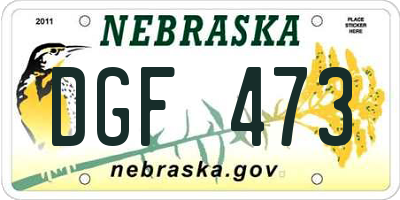 NE license plate DGF473